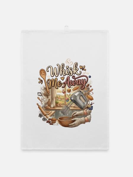 Whisk Me Away – Backen Humor Bäcker Geschenk - Organic Geschirrtuch - Weiß - Vorne