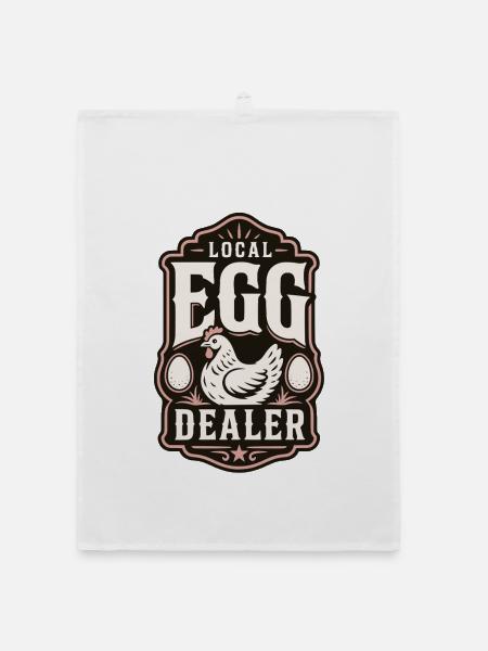 Local Egg Dealer - Organic Geschirrtuch - Weiß - Vorne