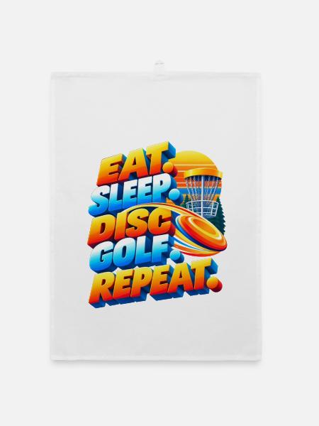 Eat. Sleep. Disc Golf. Repeat. - Organic Geschirrtuch - Weiß - Vorne