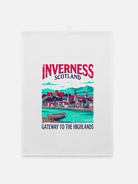 City Inverness Scotland Gateway To The Highlands - Organic Geschirrtuch - Weiß - Vorne