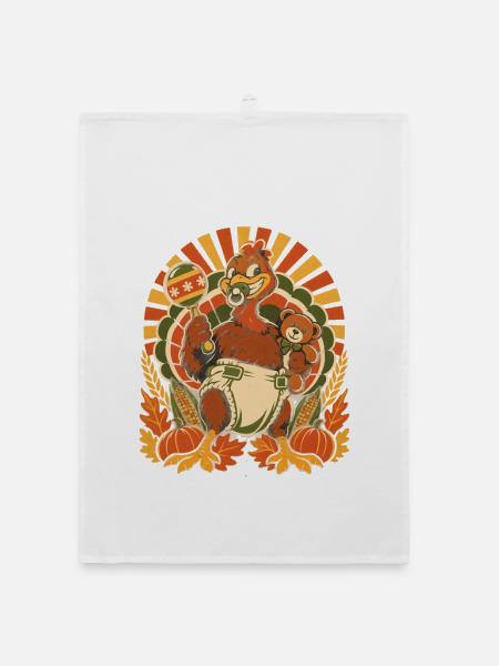 Thanksgiving-Truthahn als freches Baby - Organic Geschirrtuch - Weiß - Vorne