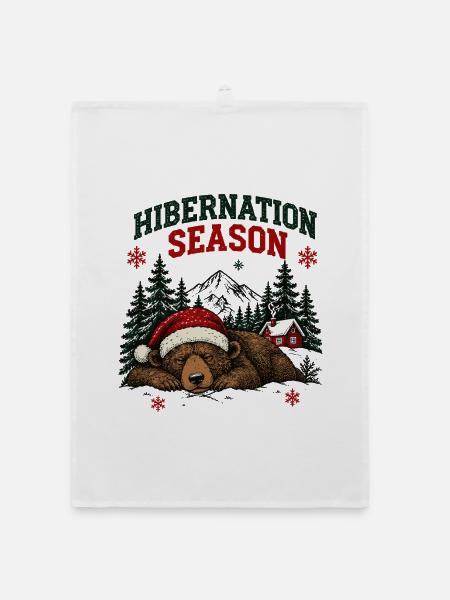 Winterschlafzeit Weihnachtsbären-Design - Organic Geschirrtuch - Weiß