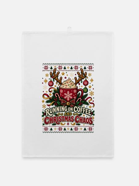 Running On Coffee And Chaos - Organic Geschirrtuch - Weiß