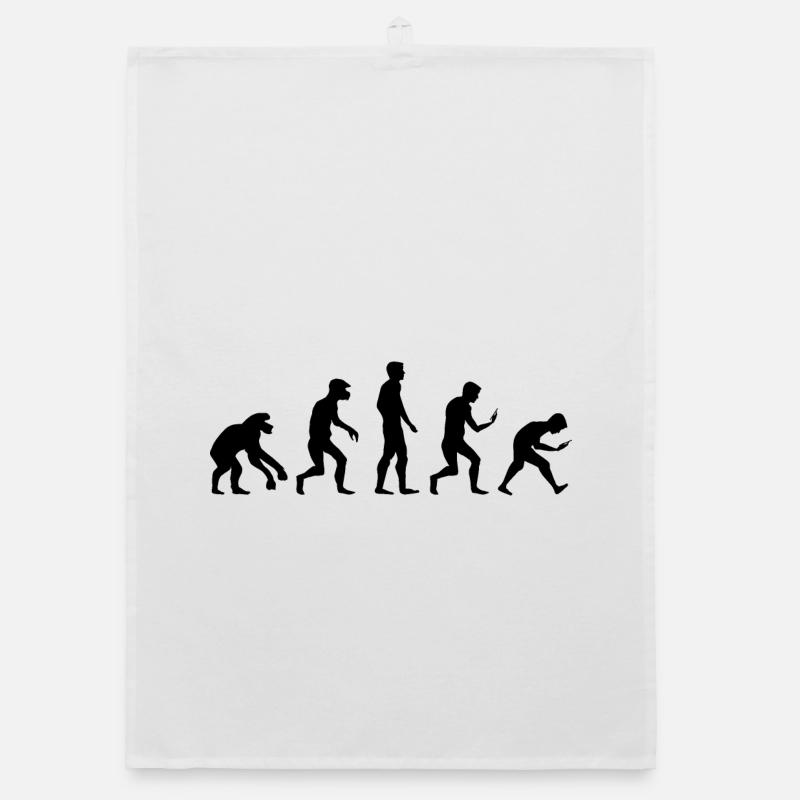 funny evolution smartphone mobile phone addiction icon Organic dish towel