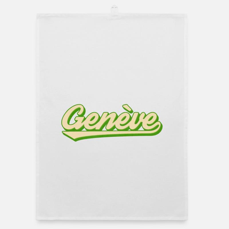 Genève Retro Script Limette Organic Geschirrtuch