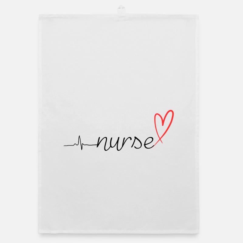 Nurse Heartbeat ECG Stethoscope Script Design Organic dish towel