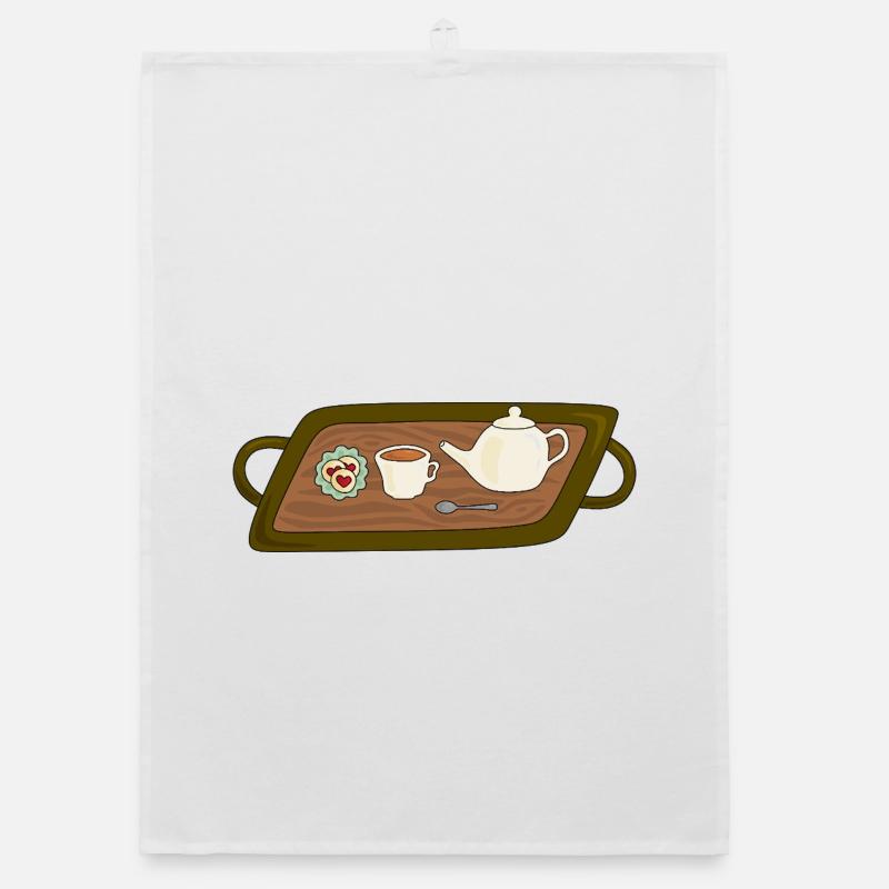 Tea Time Tray Illustration Organic dish towel