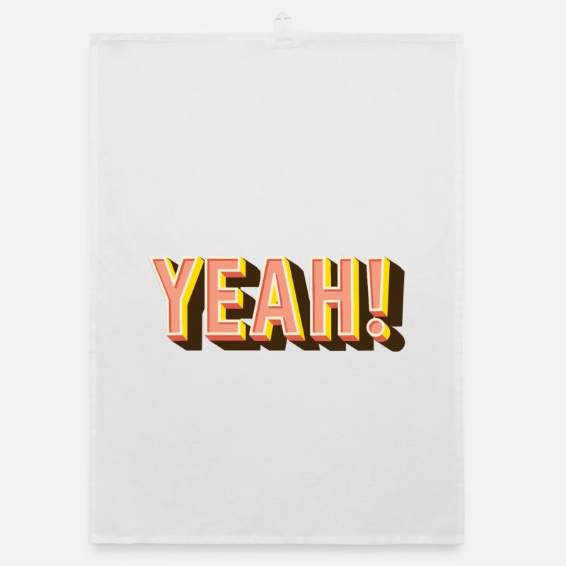 YEAH Retro Pop Font Organic dish towel