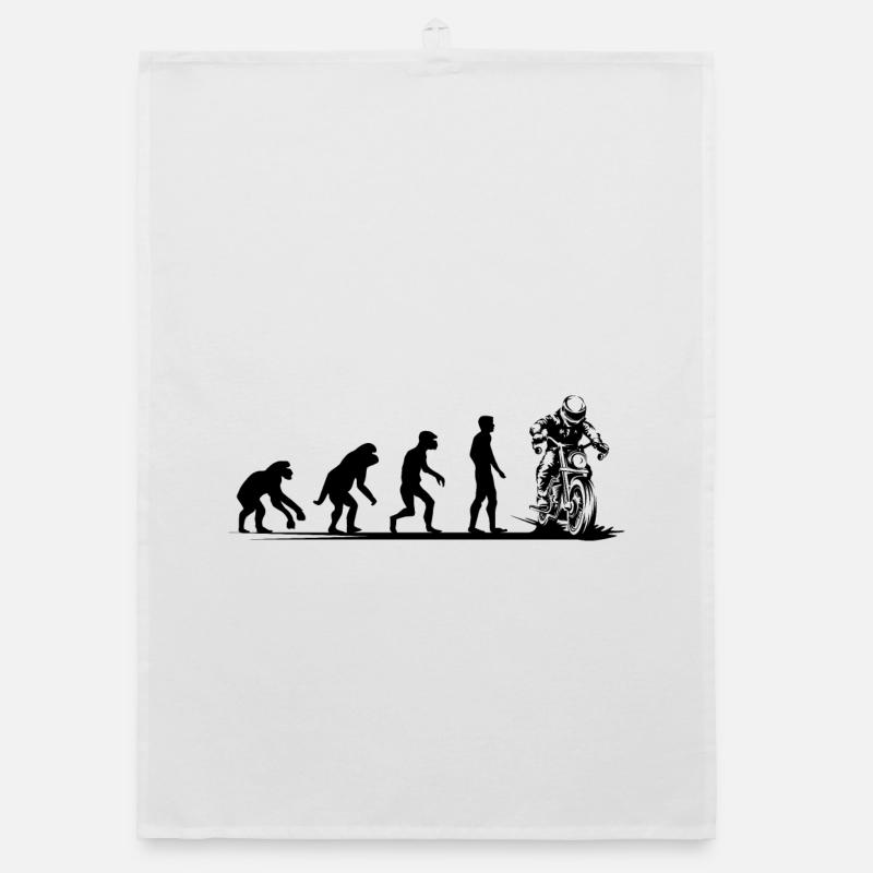 Motorrad Evolution lustig Biker Caferacer Symbol Organic Geschirrtuch