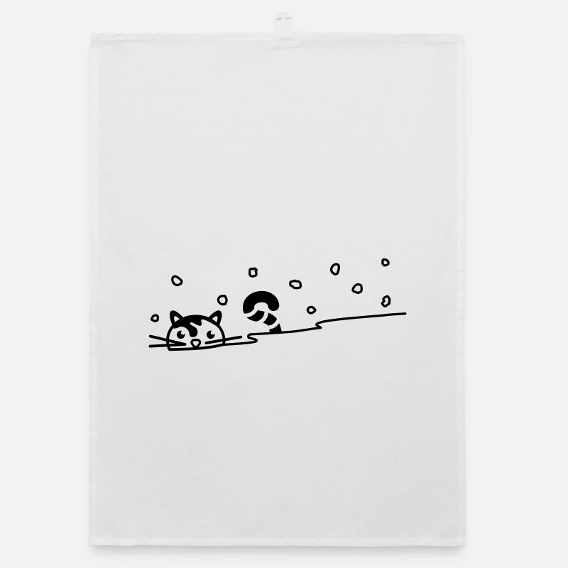 Chat mignon dans la neige Torchon bio
