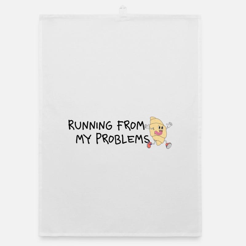 Running from My Problems – Retro Comic Humor Organic Geschirrtuch