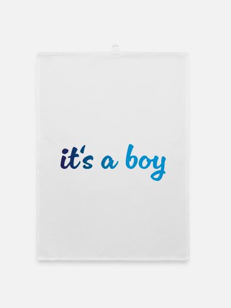 Its a Boy Gradient Blau - Organic Geschirrtuch - Weiß