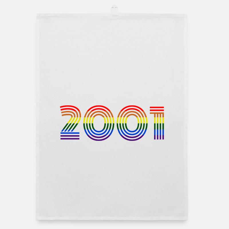 Retro Rainbow 2001 Design Organic dish towel