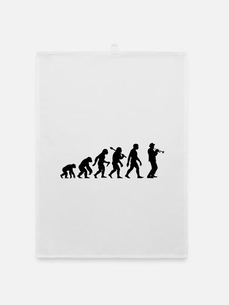 Trompeter Evolution Jazzmusiker Mit Trompete - Organic Geschirrtuch - Weiß - Vorne