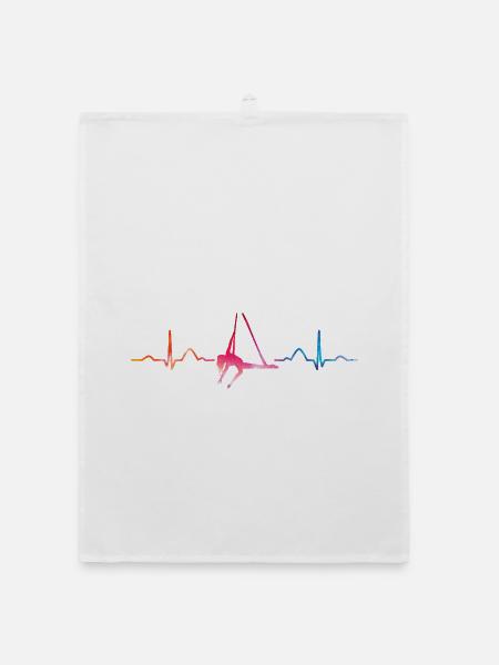 Vertical Scarf Heartbeat Aerial Acrobatics Aerial Silk - Organic dish towel - white - Front