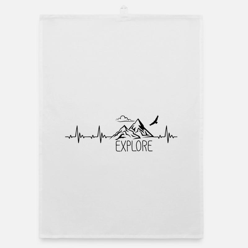 Explore Mountain Mountain Heartbeat Frequency Pulse ECG Organic dish towel