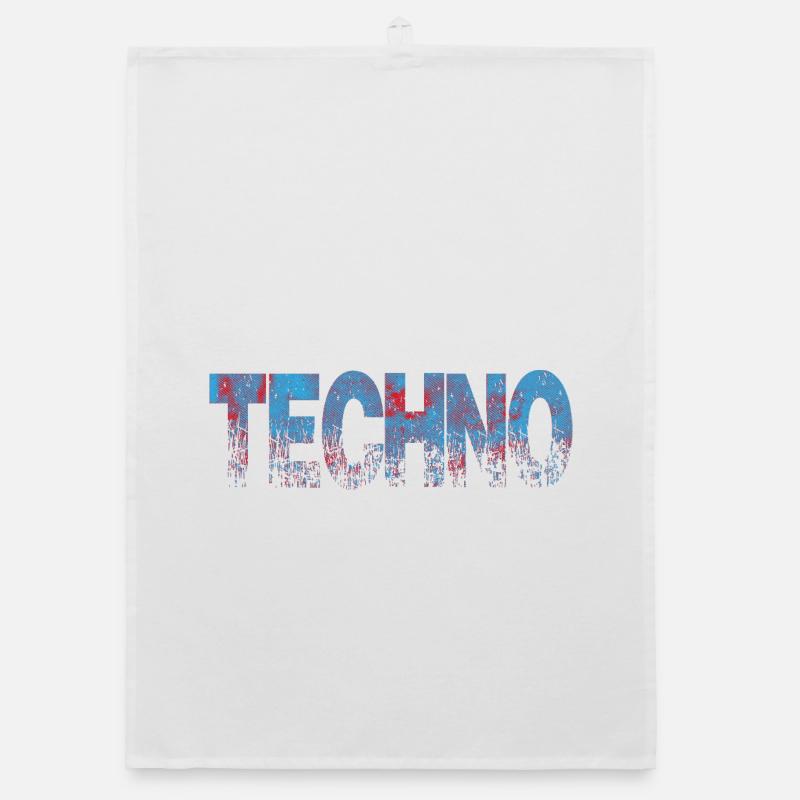 Techno Distressed Text Art Organic Geschirrtuch