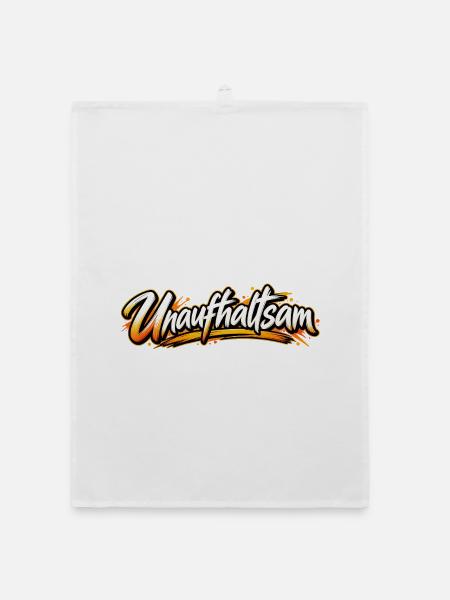 Unaufhaltsam Graffiti Schrift - Organic Geschirrtuch - Weiß - Vorne