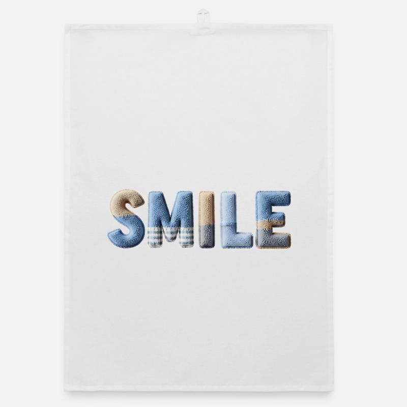 Smile Patchwork Trend Lettering Style Handmade Organic dish towel