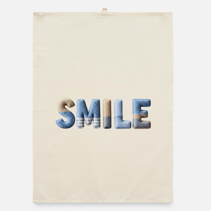 Smile Patchwork Trend Lettering Stil Handmade Organic Geschirrtuch