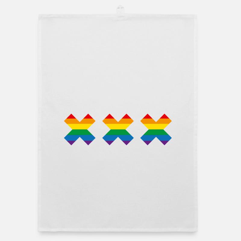Gay Pride Amsterdam drapeau arc-en-ciel Andreaskruis - Torchon bio - blanc