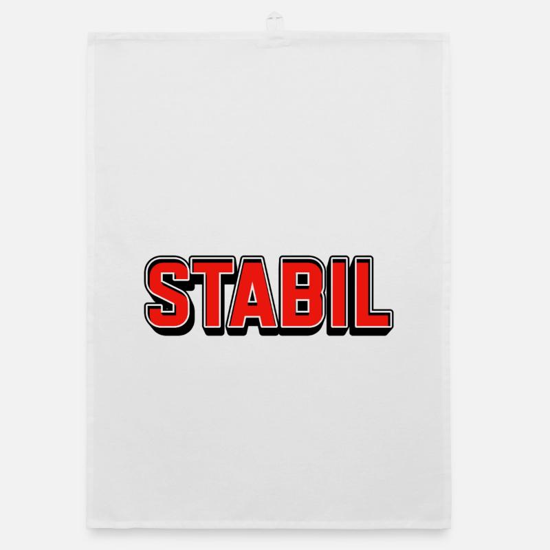 Stable bright red block lettering Organic dish towel