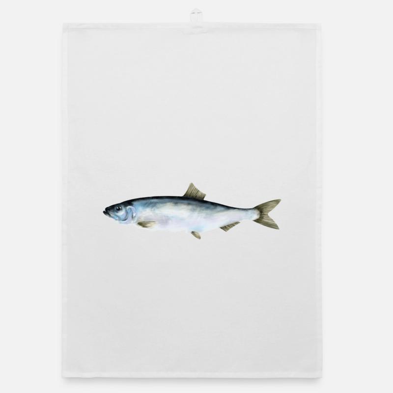 hareng - Torchon bio - blanc