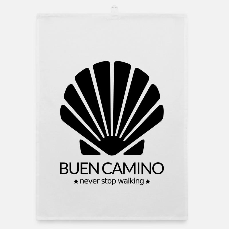 Buen Camino Saint Jacques de Compostelle - Torchon bio - blanc