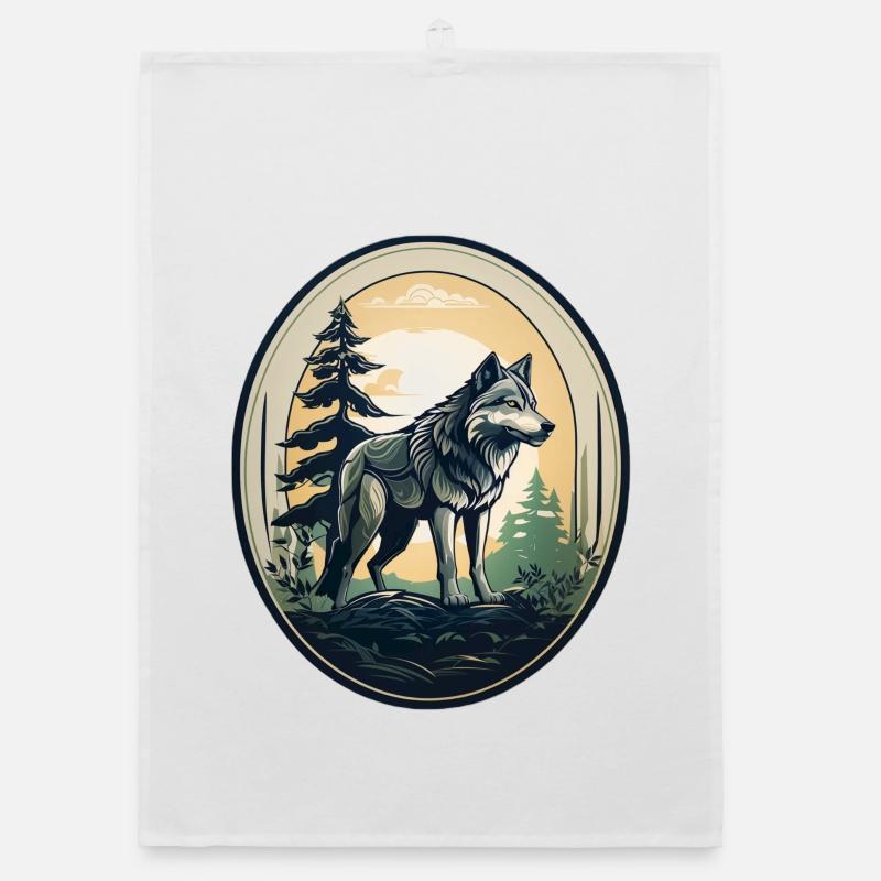 Waldbewohner Wolf Organic Geschirrtuch