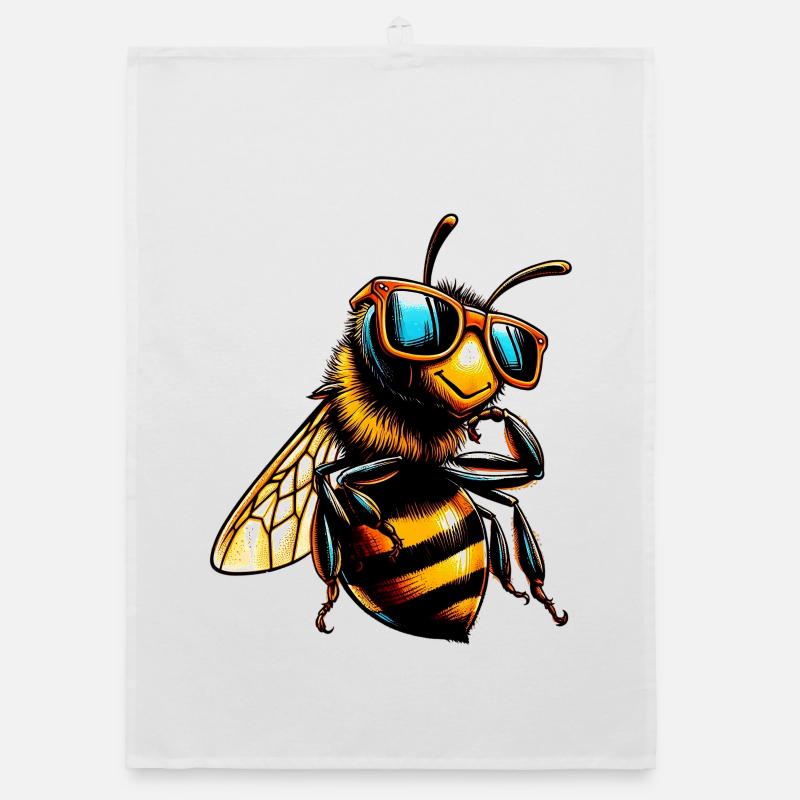 Bee with Sunglasses Organic dish towel