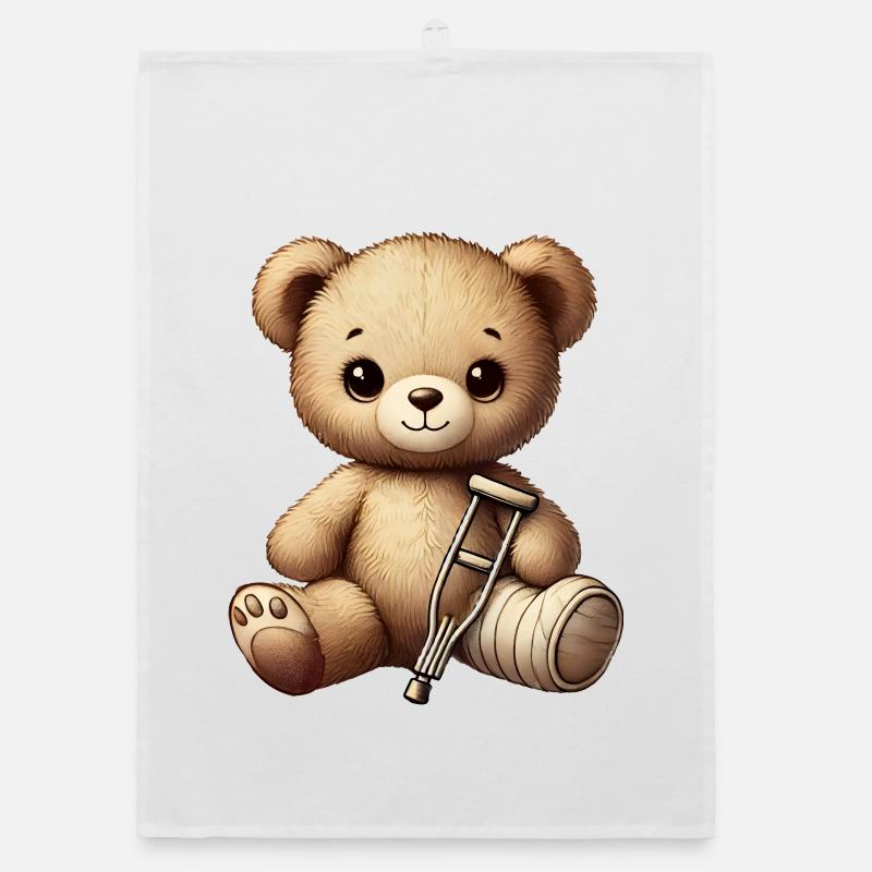 Teddy as a consolation plaster - cuddly toy with a plaster leg Organic dish towel