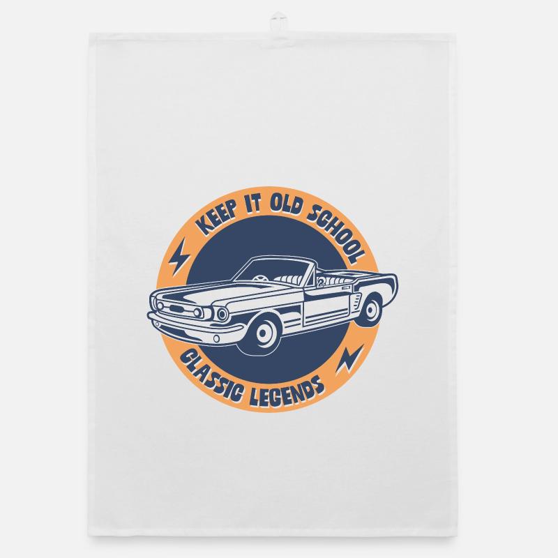 Keep It Old School - Légendes des voitures classiques Torchon bio