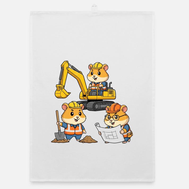 Hamster Construction Worker Organic dish towel