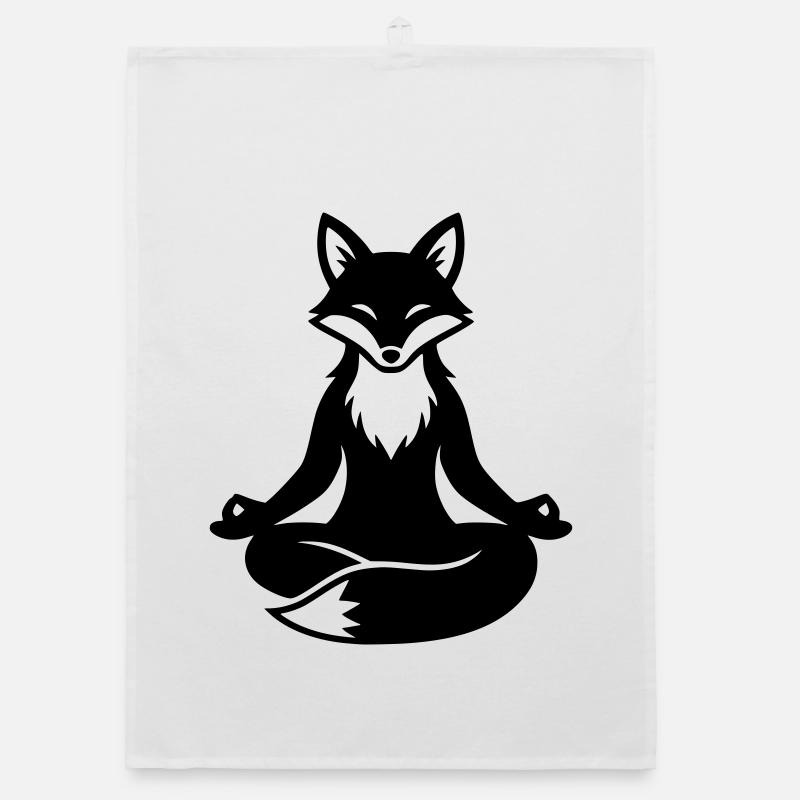 Meditating Fox Zen Organic dish towel