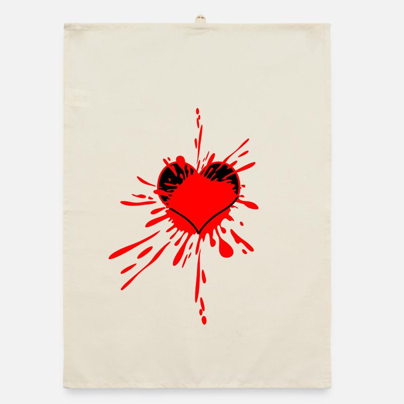 Red Heart Splatter Art Organic dish towel