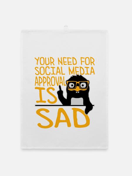 Need for social media approval is sad Pinguin Nerd - Organic Geschirrtuch - Weiß - Vorne
