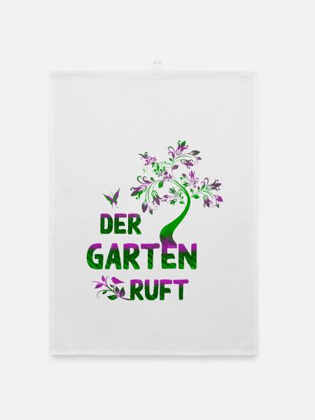 Der Garten ruet – Neongrün & Pink Botanik - Organic Geschirrtuch - Weiß - Vorne