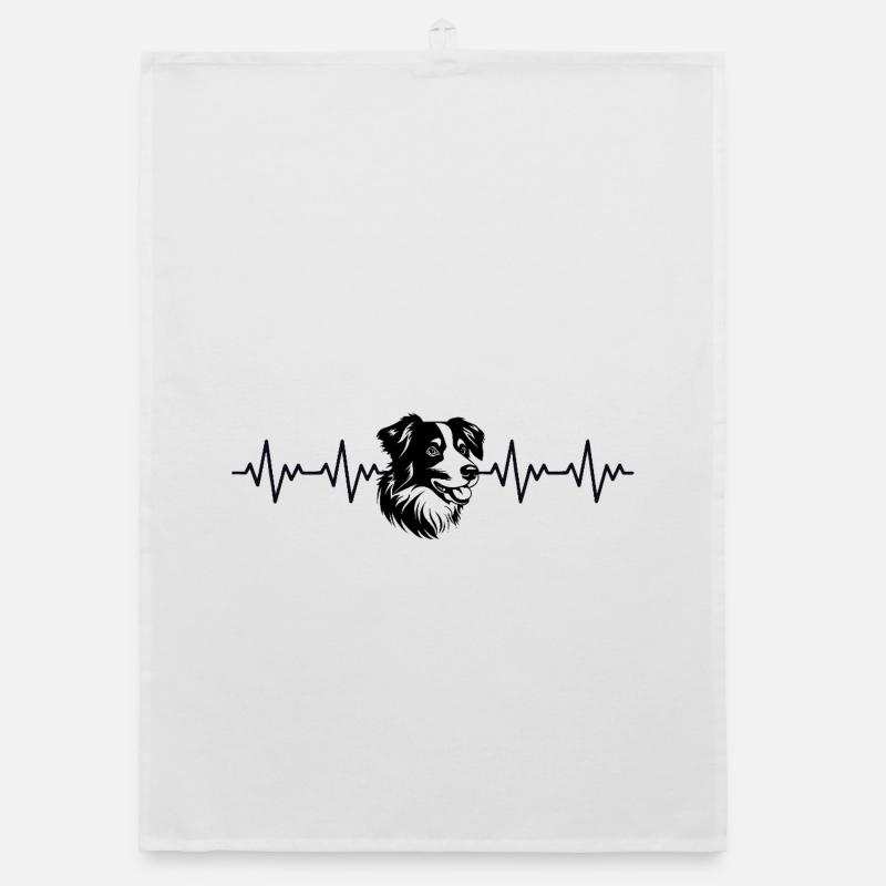 Border Collie ECG Heartbeat Organic dish towel