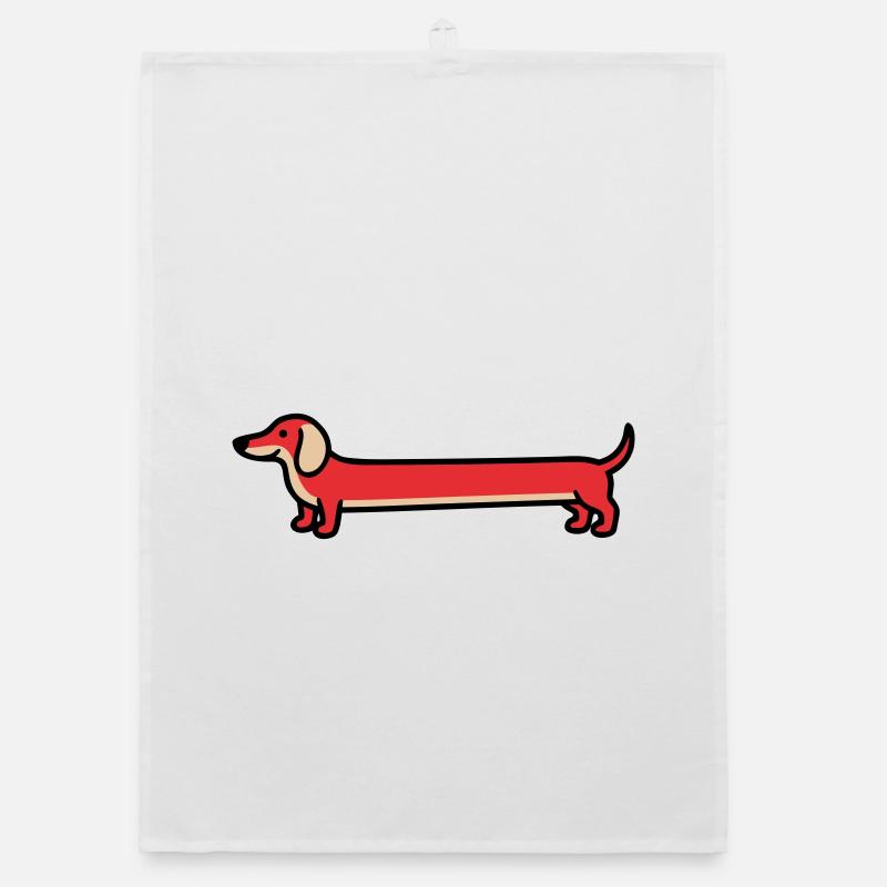 Dackel Teckel Hund Flat Design Organic Geschirrtuch