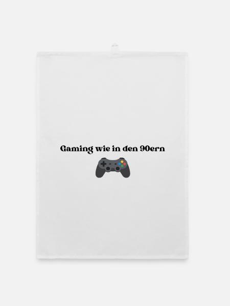Gaming wie in den 90ern - Organic Geschirrtuch - Weiß - Vorne