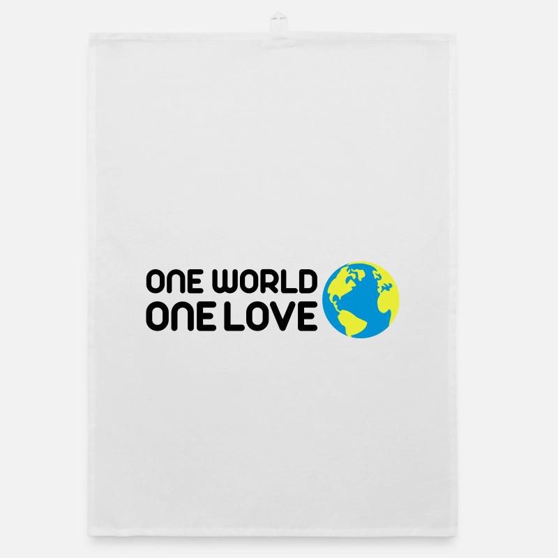 One World One Love - Organic Geschirrtuch - Weiß