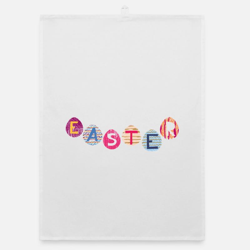 Easter letters on colorful eggs Organic dish towel