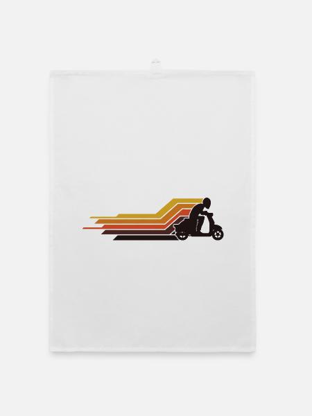  Rollerfahrer Moped Motor-Scooter Fahrer 70s 80s - Organic Geschirrtuch - Weiß - Vorne