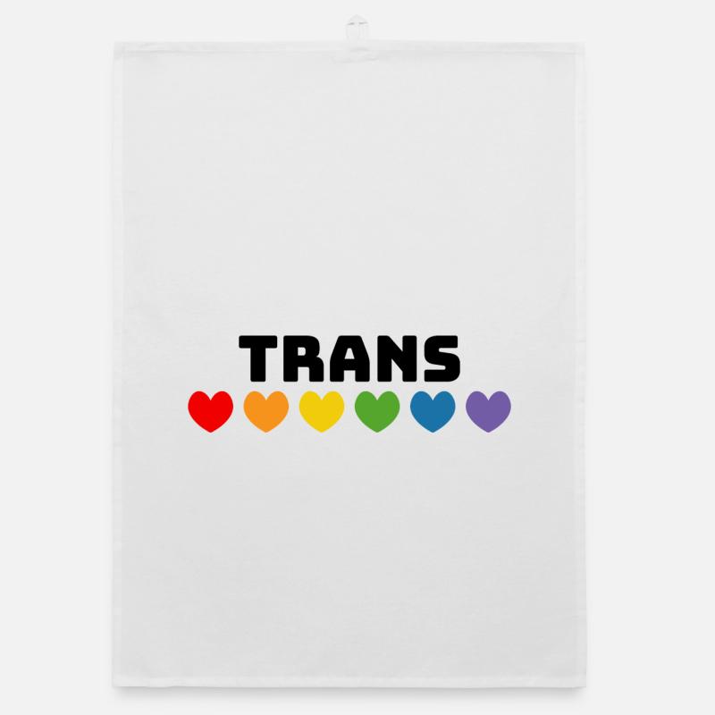 Regenbogenherzchen Trans schwarz Organic Geschirrtuch