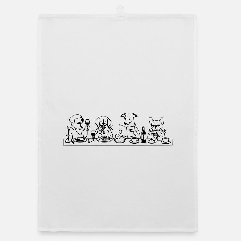 Dining Dogs Line Art Organic Geschirrtuch