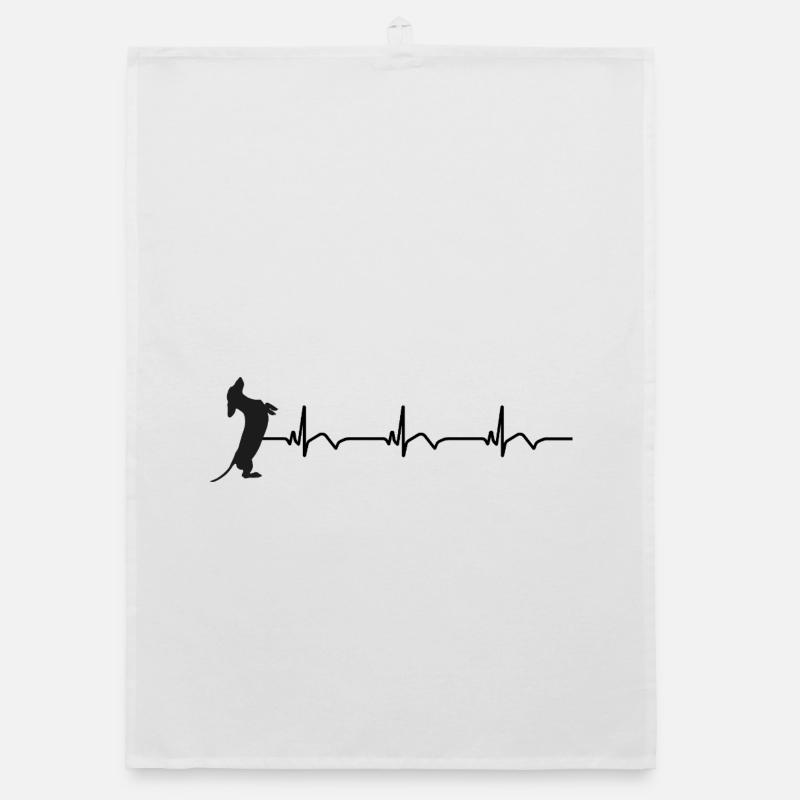 Dachshund ECG Heartbeat Organic dish towel