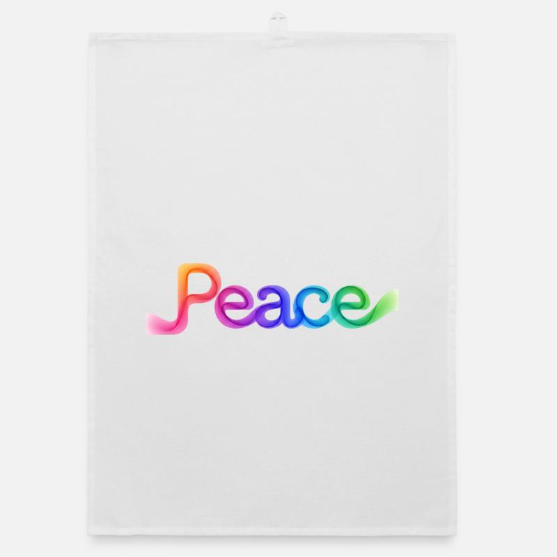 Lettrage de paix coloré en forme de flèche Torchon bio