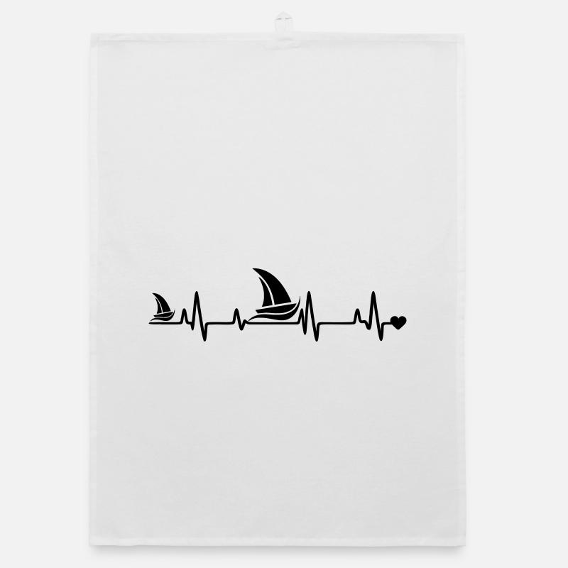 Sailboat heart Organic dish towel