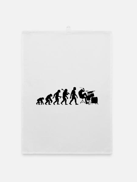 Schlagzeuger Evolution Schlagzeug für Männer Jungs - Organic Geschirrtuch - Weiß - Vorne