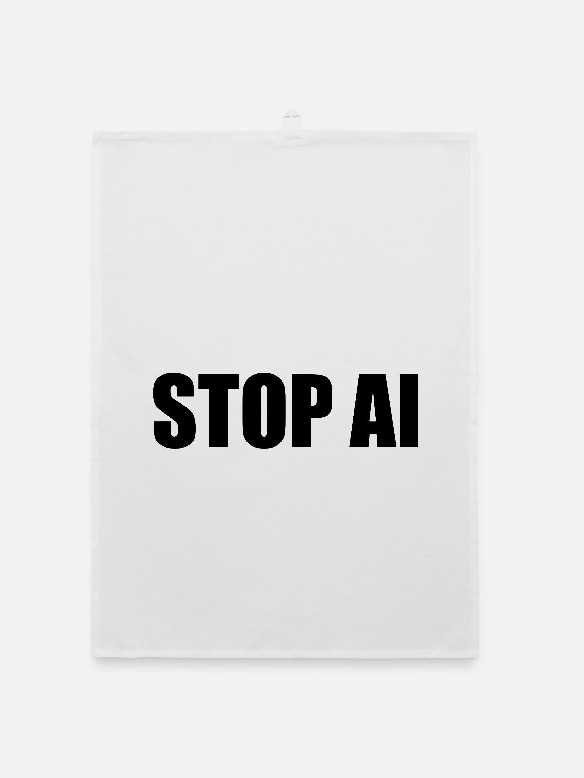 Stop ai - Organic Geschirrtuch - Weiß - Vorne